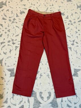 Savane Tailored 2 U Men's coral Red Dress Pants Classic Pleated Trousers 34x30
